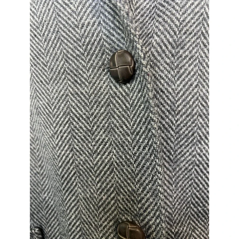 Wool Herringbone Blazer Womens Medium Two Button Patch Pockets Lined Classic